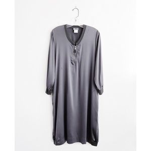 Kristensen du Nord Grey Satin Silk Cocoon Dress L